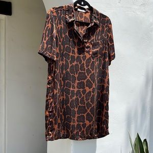 Equipment femme cheetah silk top or shirt dress s